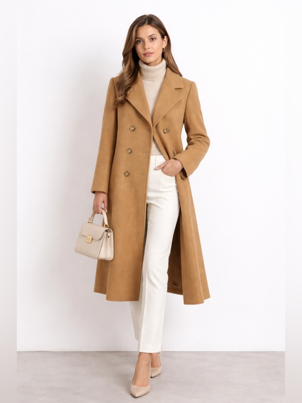 Vintage Regency Camel Hair Coat Double Breasted Sz 8 Classic‎ Old Money Overcoat